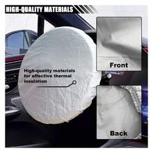 1pc Universal 18 Inch Car Steering Wheel Sun Shade Cover, Silver Coated Cloth Steering Wheel Protector, Windshield Sun Visor, Design, Side Sun Block To Protect Vehicle Steering Wheel - A - View 7