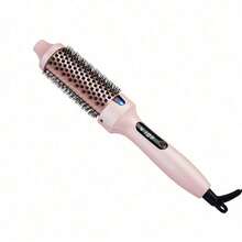 Cepillo térmico PTC de 1.5 pulgadas de color rosa claro con pantalla digital, herramienta de peinado suave para resultados lisos diarios. Cepillo térmico iónico doble anticalor para control del frizz, alisado y rizado - Albaricoque - Ver 9
