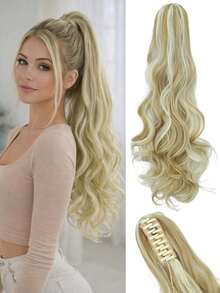 22英寸长波浪形耐热合成马尾假发，爪夹式马尾，适合女性日常佩戴、角色扮演、音乐节、嘉年华、节日及其他场合。 - 彩色 - 查看 11