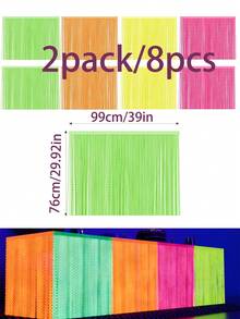 Bộ 2 gói 8 món đồ trang trí tiệc phát sáng trong bóng tối, váy phủ bàn bằng giấy kim tuyến hình lượn sóng huỳnh quang kiểu Macaron, rèm phông nền phản quang UV neon cho trang trí tiệc sinh nhật, đám cưới, tiệc phát sáng. - Xem 7