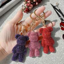 Fully Rhinestoned Bear Keychain, Luxury Sparkling Bag Charm Pendant, Cute Birthday Gift, Car Key Chain, Girlfriend/Valentine's Day Present - Multicolor - View 2