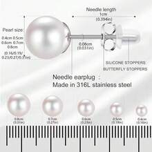 PMKMKM 12pcs 2mm/3mm/4mm/5mm/6mm Golden Or Silver Butterfly Clasp Steel Ball Stud Earrings, 316l Stainless Steel Hypoallergenic Earrings, Unisex Ear Bone Stud Piercing Jewelry, Minimalist Style Ear Accessory Suit For Boys/Girls, Thanksgiving Day Best Gift For Family And Friends - Gold - View 5