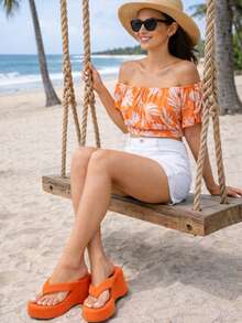 So Me Jessee Women's Platform Thong Slip On Sandal   Beach    Vacation  Beach    Spring / Summer - 橘色 - 查看 1