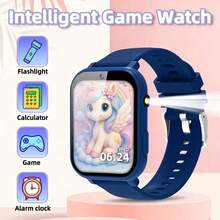 Reloj inteligente para niños de 1,83 pulgadas con cámara, álbum de fotos de crecimiento, 18 juegos integrados, calculadora/calendario/linterna LED, unisex para niños y niñas - Multicolor - Ver 12