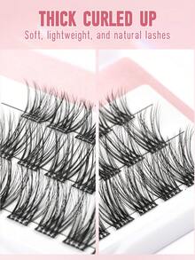 36 Bundles 3-Row D-Curl Pre-Glued Eyelash Clusters, DIY False Eyelash Clusters With Pre-Glue, Self-Adhesive Lash Clusters No Glue Needed, 12-16mm Lash Clusters Suitable For Christmas, Holidays, Valentine's Day Makeup, D-Curl Curly Lashes With Tweezers - D - View 4