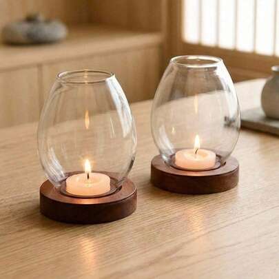 1 件透明玻璃烛台圆形茶蜡烛台复古油灯形状烛台婚礼晚餐桌装饰防风蜡烛罩万圣节、幽灵、秋季、节日、假日、冬季、假日、节日、房间装饰，