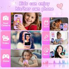 2.8英寸高清触摸屏儿童智能手机，双摄像头，32GB存储空间，支持12种语言，内置教育学习游戏，超长续航，卡通硅胶保护套，2026年圣诞节/生日完美礼物 - 彩色 - 查看 9