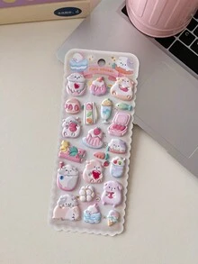 POKOJA LAND 3D立体贴纸，包含可爱女孩、萌猫、兔子、熊和幽灵主题，是送给孩子的完美奖励礼物。卡通动物浮雕材质。孩子们可以DIY装饰手机壳、水瓶、衣服、桌子、玩具、冰箱和手机等。 - 彩色 - 查看 10