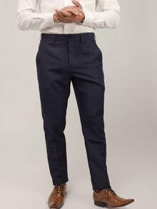 Men's Slim Fit Oxford Suit, Navy Blue, Plain, Italian Cut, 2 Vents, For Parties, Work, And Church - Màu xanh hải quân - Xem 6