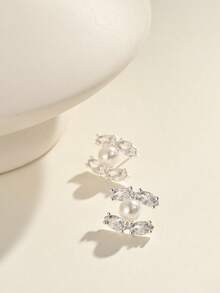 925 Silver Earrings, Versatile Copper Inlaid Zirconia Design, Suitable For Daily, Gatherings And Dates, Enhances Elegance - Silver - View 4