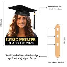 Personalized Face Fan With Wooden Handle Custom Photo Head Fan 2026 Graduation Birthday Party Favors Creative Celebration Prop - Color 1 - View 5