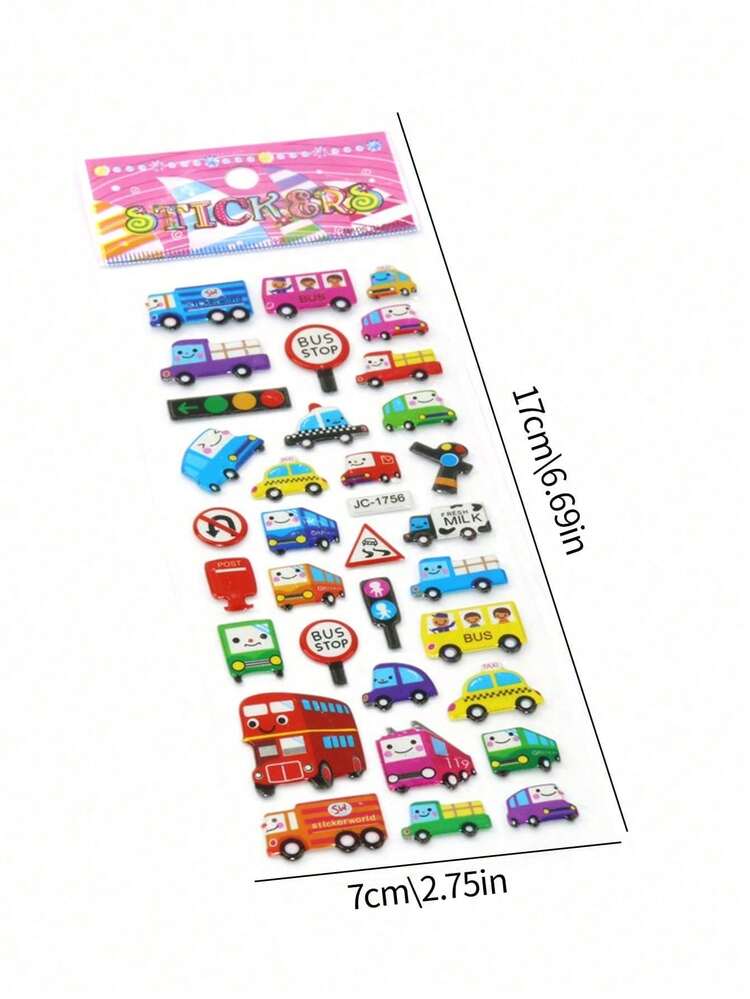 Hình dán 3D chủ đề Máy bay, Xe cộ, Phương tiện giao thông, Nhận thức, dùng để trang trí sổ tay, làm quà tặng và đồ chơi. - Nhiều màu - Xem 11