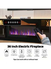 [2 Packages Shipping]80inch Fireplace TV Stand For TVs Up To 90", TV Stand With 36" Electric Fireplace,Entertainment Stand With Fireplace LED Light - Xem 4