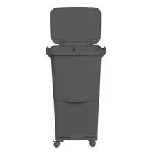 Interior Lixeira de reciclagem com separação seletiva, pedal, rodas e alça, compartimentos duplos, preto antracite, 38L (24L + 14L) - Cinza - Ver 8