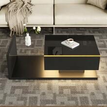 Coffee Table, 100 Cm Long, Glossy Black. Side Tables, Coffee Tables With Glass Tops And - Black - View 5