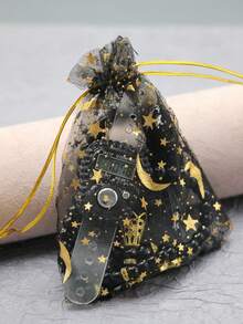 Bộ 1 vòng tay mặt dây chuyền hình sao và trăng kèm túi đựng có chức năng đếm, bộ đồ cầu nguyện Ramadan, túi quà in hình sao và trăng, quà tặng Ramadan, nhẫn Tasbih điện tử có chức năng đếm Ramadan. - Nhiều màu - Xem 12