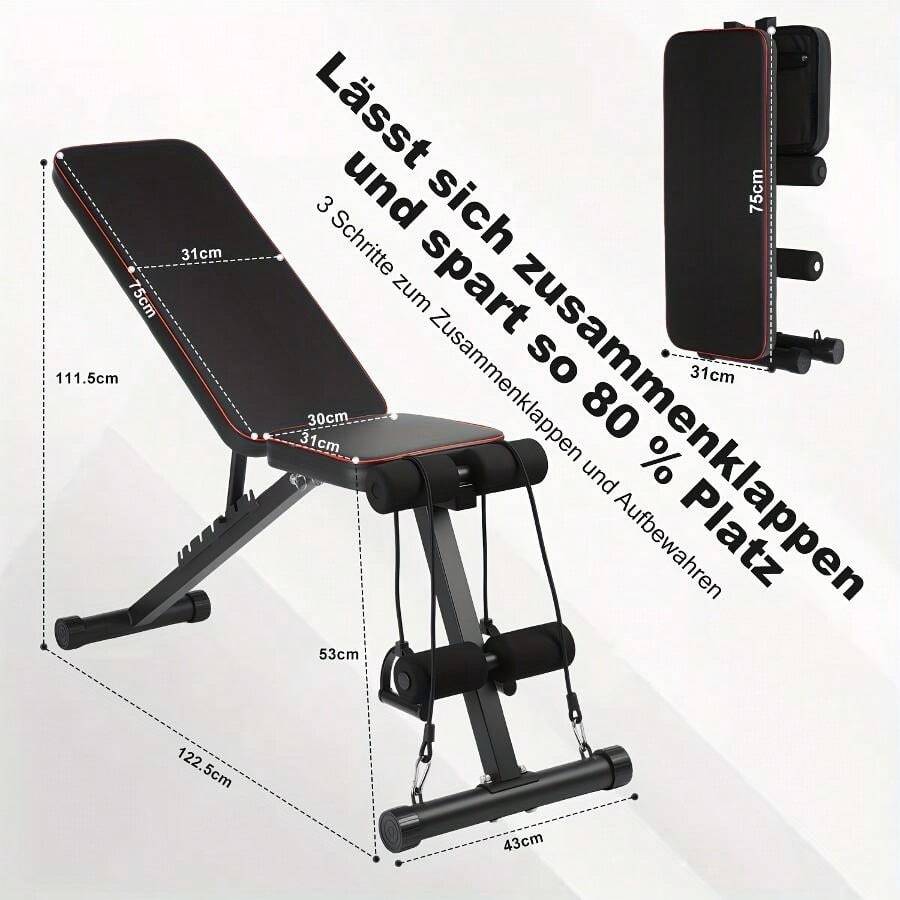 Folding Weight Bench Dumbbell Bench, Foldable - With Drawstring, Load Capacity 200kg, Multi-Training Bench Abdominal Trainer Incline Bench With 8-Way Adjustable Backrest, Load Capacity 220kg, Sit-Up Bench - 8007-1 - View 1