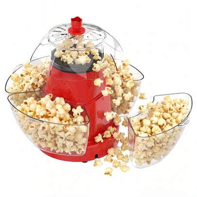 Advwin Popcorn Maker, 1200W Hot Air Popcorn Machine With 4 Removable Bowls, Oil-Free Popcorn Maker With 80g Chamber, Healthy Air-Popped Popcorn Maker For Family Party, Movie Night