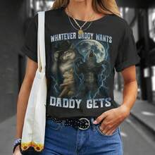 Whatever Daddy Wants Daddy Gets Wolf Cringe-Shirt Unisex - Black - View 2