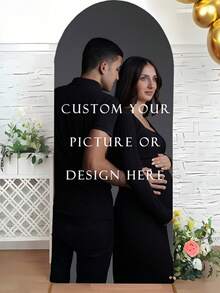 Customizable Arch-Shaped Backdrop With Frame, Personalized Text And Graphics, Flexible Arch Doorway For Birthday, Wedding And Party, Polyester Fabric - Multicolor - View 2