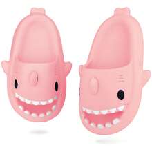 Women's Shark Slides Cloud Slippers - Novel Summer Open-Toe Slippers, Non-Slip Beach, Pool, And Shower Shoes With Cushioning Thick Sole - Màu Hồng  Dưa hấu - Xem 4
