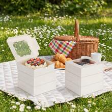 Tomnk 30/60pcs Cookie Boxes, 8x8x2.5 Inches Bakery Boxes With Windows For Chocolate Strawberries, Pie, Pastry, Dessert, Cake, For Mother's Day, Party, Wedding - Multicolor - View 4