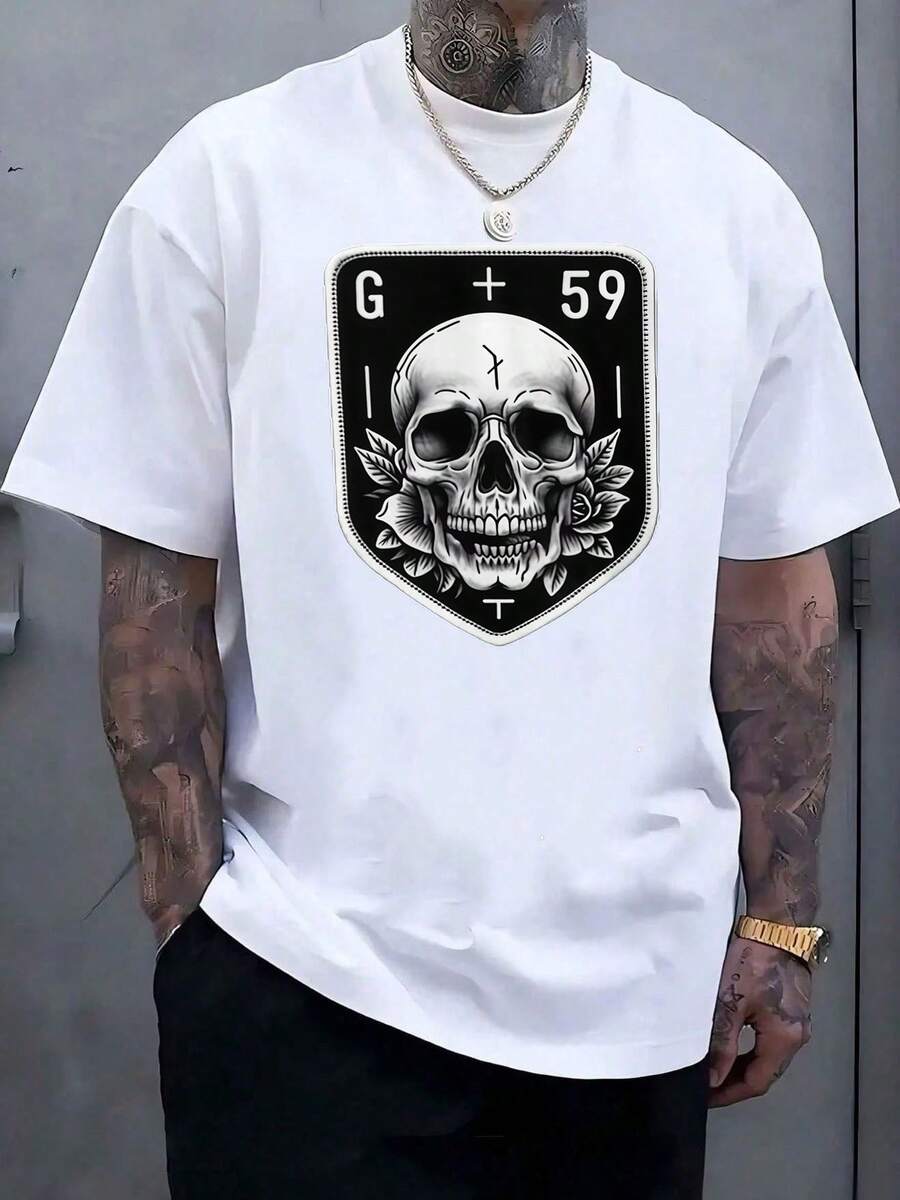 Suicideboy Era Tour Graphics Print T-Shirts For Men Harajuku Hip Hop Rock Style T Shirts Unisex Fashion Oversized Street T Shirt Tee Comfortable Comfortable Streetwear,Suicideboy Skeleton Graphic 100% Cotton Print T-Shirt,Halloween Funny Graphic, Sports Leisure Tee,Soft Cotton - 白色8 - 查看 1