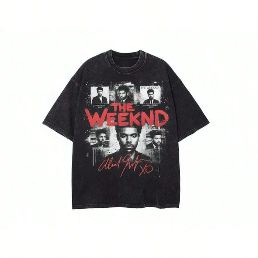 Shirt Vintage, XO Graphic Music Tee, Black White Aesthetic Concert Fan Shirt, Unisex Music Lover Gift - 黑色 - 查看 1