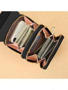 Women's Wallet Touch Screen Mobile Phone Bag Mini Crossbody Bag Multifunctional Fashionable Wallet With Card Slots Vertical Wallet Phone Holder Lightweight Fashion White-Collar Workers College Work Business Commute Office For Anniversary For Birthday Gift On Valentine Day Present Phone Bag Pouch Phone Wallet Pouch Phone Bag Women Mini Crossbody Bag For Women Wallet Purse Wallet - 黑色 - 查看 3