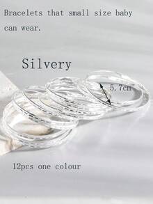 12件装 3-8岁 创意精致闪亮百搭波浪叠戴手镯 - 彩色 - 查看 14