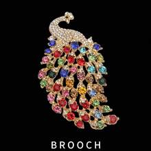 1/6 Fashionable Peacock Brooch, Alloy Rhinestone Colorful Peacock Lapel Pin, Vintage Palace Animal Accessory For Dress/Suit, Gift For Friends - Style - View 6