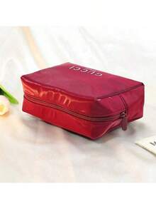 Gucci 红色帆布化妆包 - 大容量手提包，适合旅行和日常使用，优雅礼品。 - 酒紅色 - 查看 9