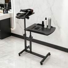 RibasuBB Portable Tattoo Workbench With Adjustable Height, Universal Wheels, Double Work Surface, And Removable Pen Frame For Tattoo Artists - Black - View 9