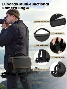 NEWHEY Professional DSLR/Mirrorless Camera Crossbody Bag, Small Camera Bag With Customizable Dividers, Tripod Holder And Rain Cover, Suitable For Photographers Travel Use - Multicolor - View 3