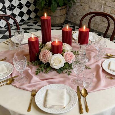 红色圆柱形香氛蜡烛，法式复古高级香氛蜡烛，高品质无烟大豆蜡烛——完美适用于婚礼装饰、婚礼纪念品、家居装饰、客厅布置、节日礼物、馈赠亲友及女士。礼盒包装。是烛光晚餐、宴会/派对、音乐节纪念品、独立日家居装饰的理想之选。