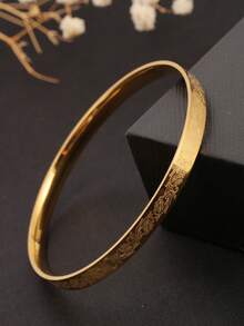 1pc Stainless Steel Bangle Bracelet, Material, Harmless To Body, Eternal Classic Element, High Quality Minimalist Style For Daily Wear - Gold - View 1