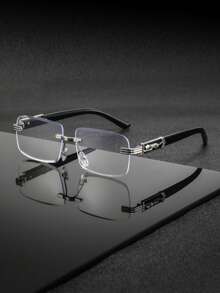 1 Pair Men's Metal Square Frameless Design Glasses, Personality Business Style Classical Luxury Elegant Casual Elegant, Fashionable Glasses Suitable For Business, Commuting, Reception, Driving, Banquet Wear - Multicolor - View 5