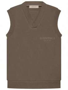 Essentials V-Neck Vest Brown (192SU225054FW) Women's Size XXS-2XL   Non-Binding V-Neck Design, Sports Minimalism, Transitional Season Undershirt Airy Wool Material, Universal Layering - màu nâu - Xem 10