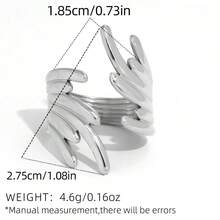 Frminee Set de 6 piezas/1 pieza de anillos apilables minimalistas de acero inoxidable, joyería de moda vintage, resistente al agua, joyería de estilo bohemio para uso diario - Plateado - Ver 9