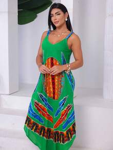 Trapeze Dress With Print. - 綠色 - 查看 6