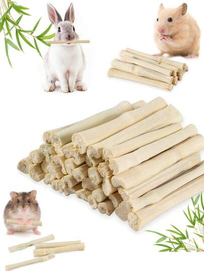 100g Palitos de bambú dulces | Golosinas y juguetes para masticar para animales pequeños, aptos para conejos, chinchillas, cobayas, ardillas y hámsters