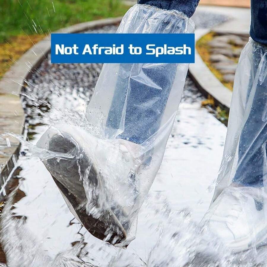 10 Pairs Adult Transparent Portable Rain Shoe Covers - Waterproof & Anti-Dirty Shoe Covers - A - View 1