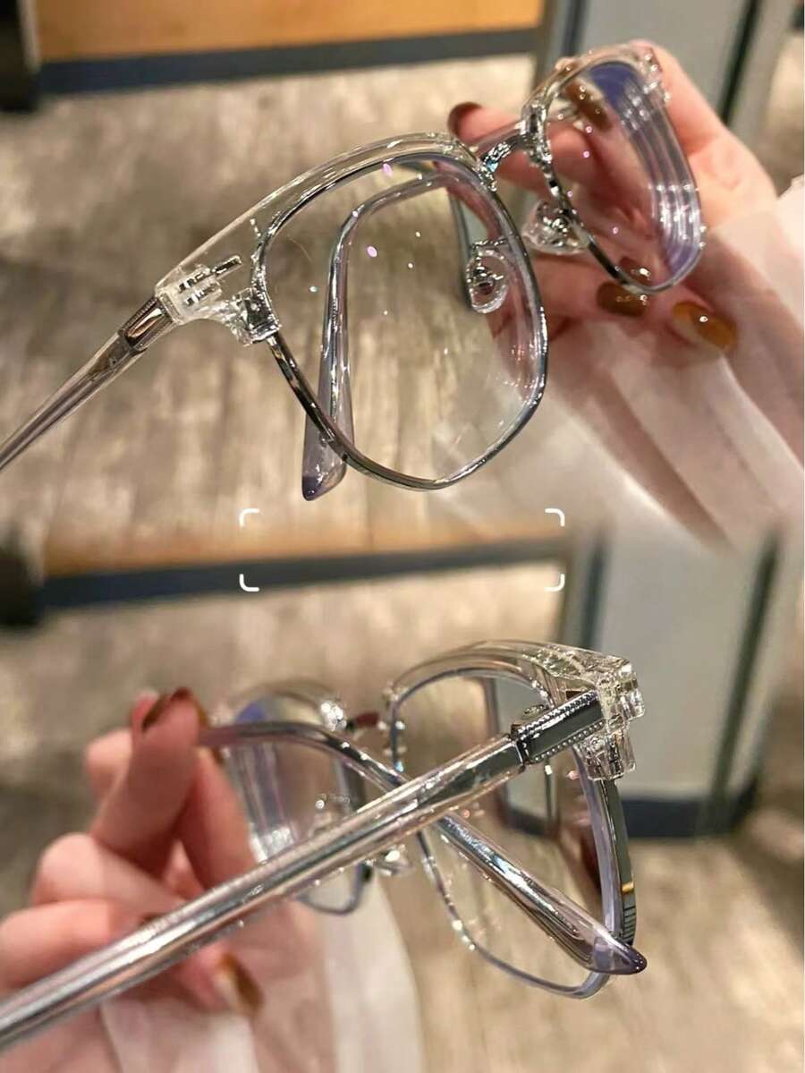 "Angel's Wings"Series,  Blue Light Glasses For Woman/Men Computer Bluelight Glasses Womens/Mens Half Frame Clear Lens Glasses,Blue Light Glasses For Woman Men Safety Glasses  Glasses Protection Computer Gaming Glasses Women Cute Light Weight Red Frame Oversized Non Prescription Small Face Square Cat Eye Reduce Eye Fatigue On Computers, TVs, Phones, And Games, Suitable For Computer Lense Screen Protector Plain Glasses Clear Lens Glasses Blue Light Light Blocking Glasses Blue Light Glasses Light Glasses For For Women Men Light Glasses For Glasses For Women 99 Blue Light Glasses For Woman Blue Light Glasses Women/Men, Fashion Round Frame UV Ray Filter Computer Gaming Glasses Computer Glasses - Anti Eyestrain & UV Glare Protection Anti Glare - 透明2 - 查看 1