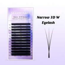 12 Rows 3D 4D 5D W-Shape Eyelash Extension Kit, Narrow Spacing Clover Lashes, Natural Soft Pre-Made Fan-Shaped PBT Cluster W-Lashes, Easy To Fan Out, Matte Black - 0.07 C D 8-15mm Mixed - View 13
