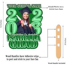 Personalized Face Fan With Wooden Handle Custom Photo Head Fan 2026 Graduation Birthday Party Favors Creative Celebration Prop - Color 1 - View 5