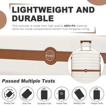 Suitcase 20 24 28 Inch Cabin Carry On Check In ABS PC Hard Shell Spinner Wheels Lock Small Medium Large Travel Luggage Set For Holiday Family - 乳白色 - 查看 4