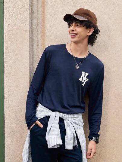 Open Phase Áo thun dài tay cổ tròn màu mơ in họa tiết New York, đa năng dành cho nam giới mùa thu | Thích hợp làm quà tặng cho chồng, bạn trai, bạn bè. Phong cách retro Mỹ từ xuân hè, áo hè unisex, trang phục mùa hè, phù hợp mặc hàng ngày, dáng rộng, trang phục nghỉ hè, phong cách retro Mỹ, unisex, dáng rộng – Phù hợp mặc hàng ngày và trang phục nghỉ hè.