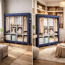 Large Folding Wardrobe Closet Clothes Organizer Shoe Rack - Màu xanh lam - Xem 2