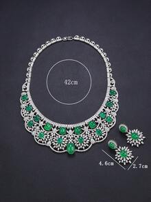 Bộ trang sức cao cấp 3 món đính đá Cubic Zirconia: Dây chuyền và bông tai, phụ kiện thời trang cá tính cho váy dạ hội, quà tặng ngày Valentine/lễ hội. - bộ trang sức - Xem 5