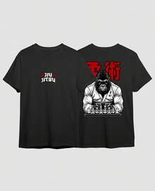 Unisex T-Shirt Martial Art Jiu Jitsu Fight Sport Gorilla Academy Training Strike - 黑色 - 查看 3